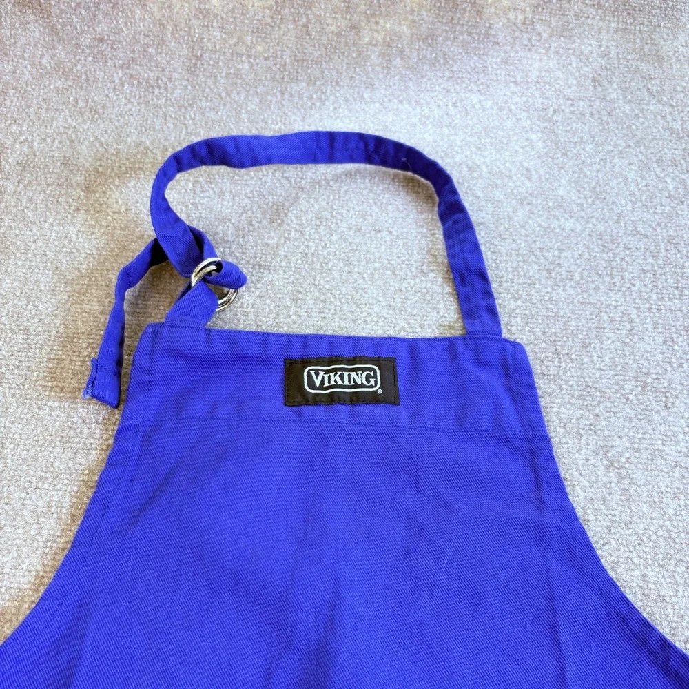 Vintage Viking Range Kitchen Apron Blue 100% Cotton Made in USA Rare HW-100TRI